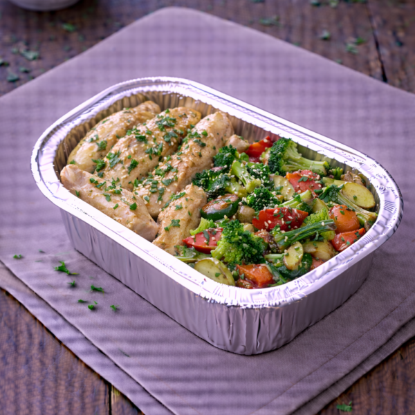 Aiguillettes de poulet aux légumes et sésame