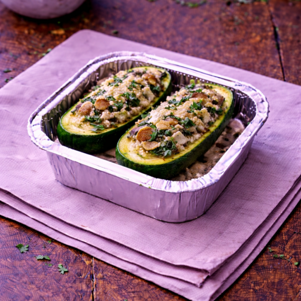 Courgettes farcies aux épinards, champignons et ricotta