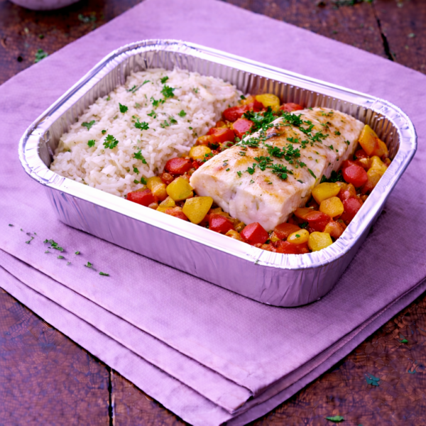 Filet de cabillaud poivron riz basmati