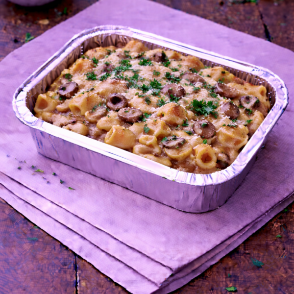Gratin de Rigatoni à la crème et aux champignons