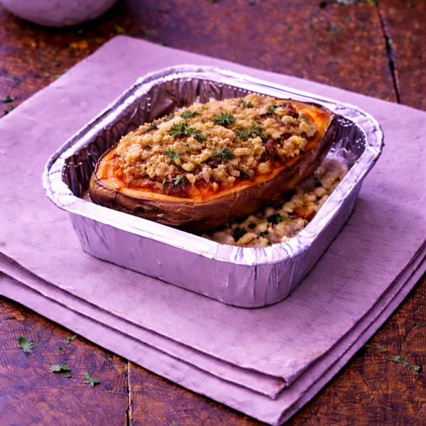 Patate douce farcie à l’oignon confit