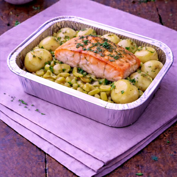 Pavé de saumon sur lit de poireaux